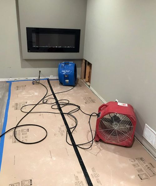 water damage restoration equipment in action